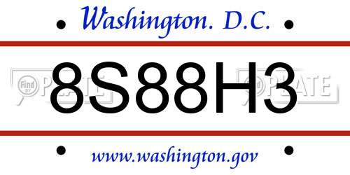 8S88H3 District Of Columbia License Plate