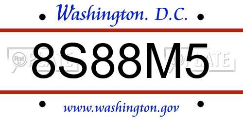 8S88M5 District Of Columbia License Plate