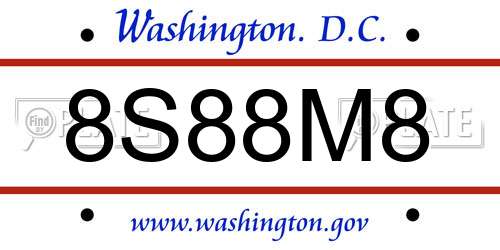 8S88M8 District Of Columbia License Plate