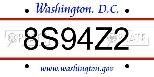 8S94Z2 District Of Columbia License Plate