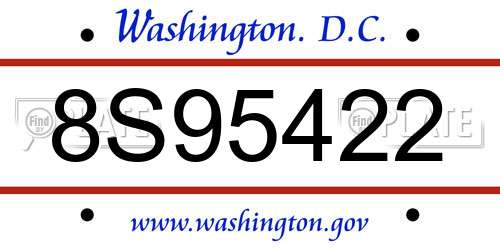8S95422 District Of Columbia License Plate