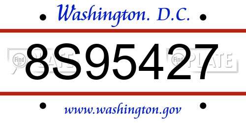 8S95427 District Of Columbia License Plate