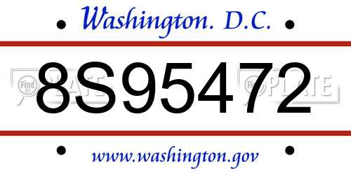 8S95472 District Of Columbia License Plate