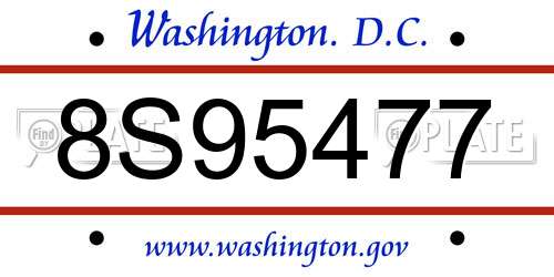 8S95477 District Of Columbia License Plate