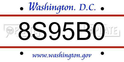 8S95B0 District Of Columbia License Plate