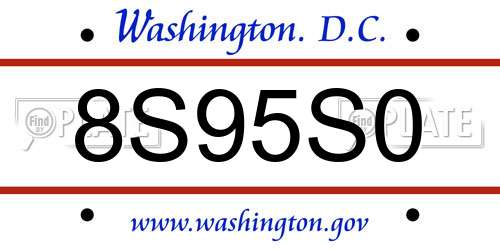 8S95S0 District Of Columbia License Plate
