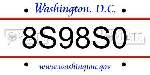 8S98S0 District Of Columbia License Plate