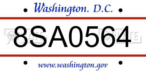 8SA0564 District Of Columbia License Plate