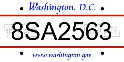 8SA2563 District Of Columbia License Plate