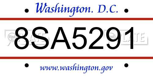 8SA5291 District Of Columbia License Plate