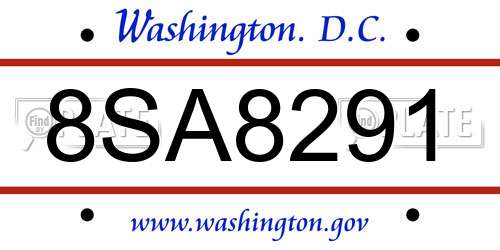 8SA8291 District Of Columbia License Plate
