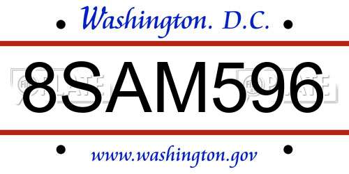 8SAM596 District Of Columbia License Plate