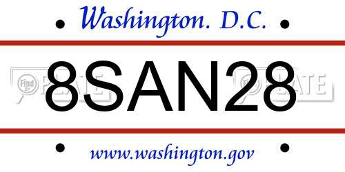 8SAN28 District Of Columbia License Plate