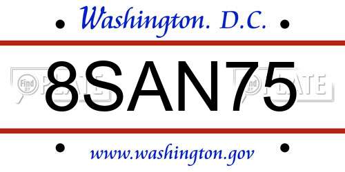 8SAN75 District Of Columbia License Plate