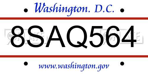 8SAQ564 District Of Columbia License Plate