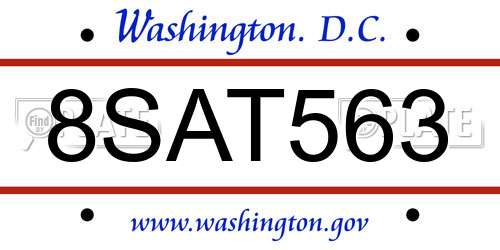 8SAT563 District Of Columbia License Plate