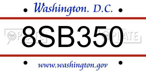 8SB350 District Of Columbia License Plate