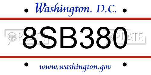 8SB380 District Of Columbia License Plate