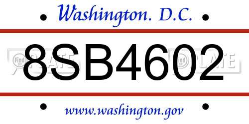 8SB4602 District Of Columbia License Plate