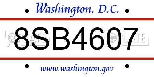 8SB4607 District Of Columbia License Plate