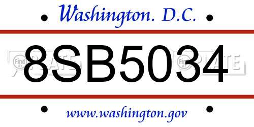 8SB5034 District Of Columbia License Plate