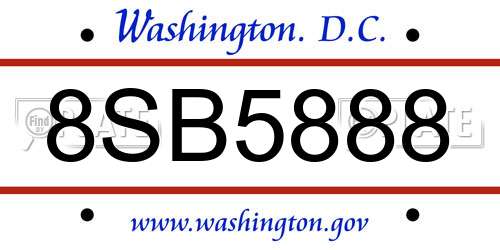 8SB5888 District Of Columbia License Plate