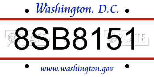 8SB8151 District Of Columbia License Plate