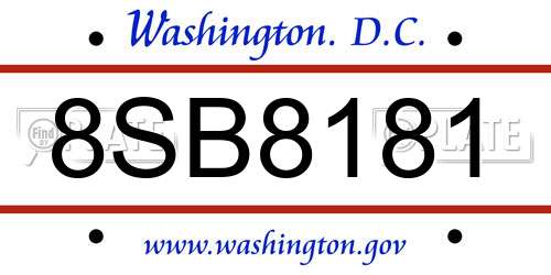 8SB8181 District Of Columbia License Plate