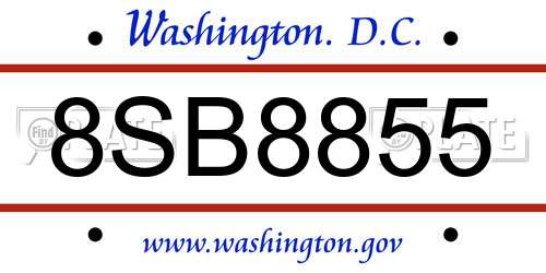 8SB8855 District Of Columbia License Plate