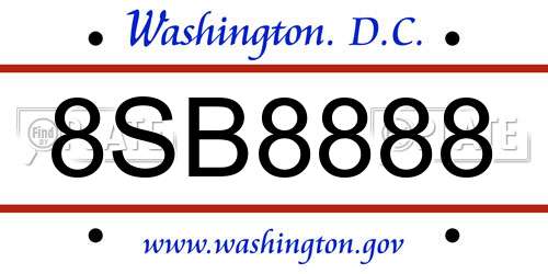 8SB8888 District Of Columbia License Plate