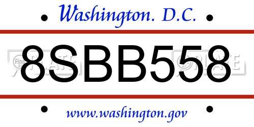 8SBB558 District Of Columbia License Plate