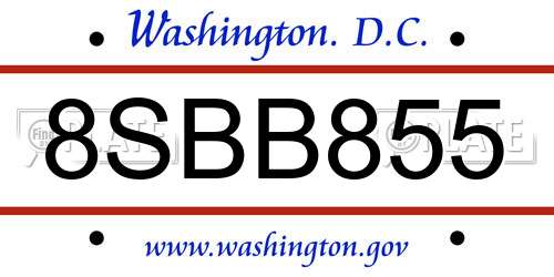 8SBB855 District Of Columbia License Plate