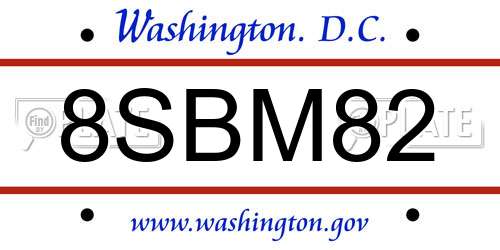 8SBM82 District Of Columbia License Plate
