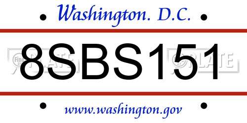 8SBS151 District Of Columbia License Plate