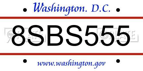 8SBS555 District Of Columbia License Plate