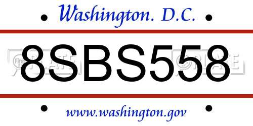 8SBS558 District Of Columbia License Plate