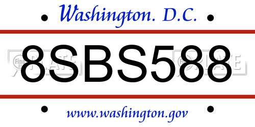 8SBS588 District Of Columbia License Plate