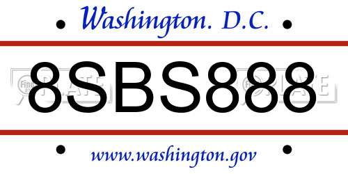 8SBS888 District Of Columbia License Plate