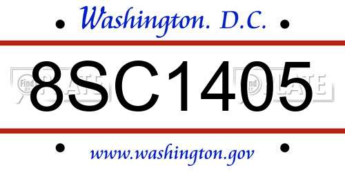 8SC1405 District Of Columbia License Plate