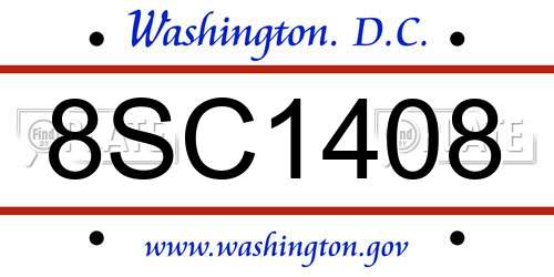 8SC1408 District Of Columbia License Plate