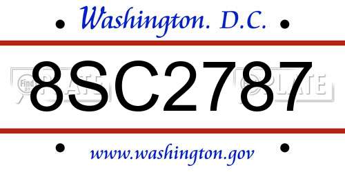 8SC2787 District Of Columbia License Plate