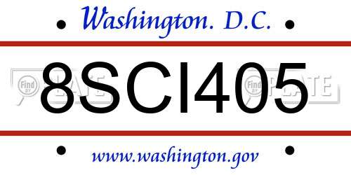 8SCI405 District Of Columbia License Plate