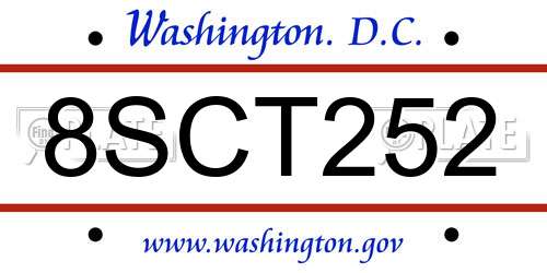 8SCT252 District Of Columbia License Plate