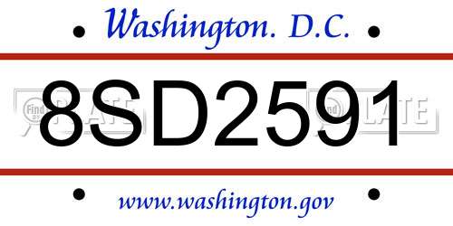 8SD2591 District Of Columbia License Plate