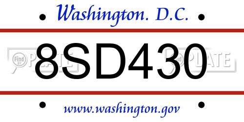 8SD430 District Of Columbia License Plate