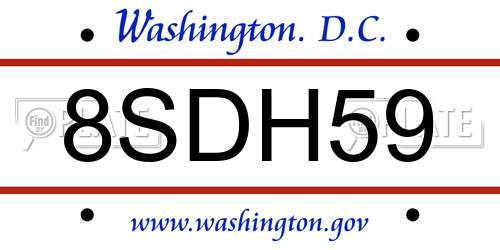 8SDH59 District Of Columbia License Plate