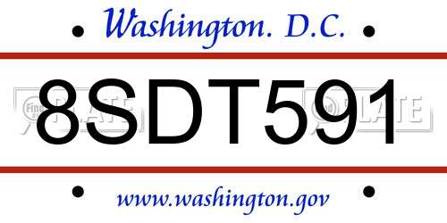8SDT591 District Of Columbia License Plate