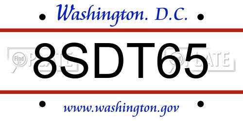 8SDT65 District Of Columbia License Plate