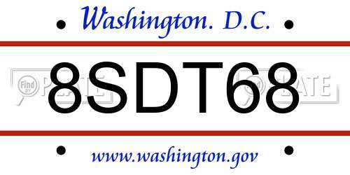 8SDT68 District Of Columbia License Plate