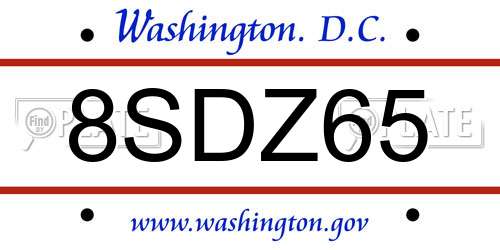 8SDZ65 District Of Columbia License Plate